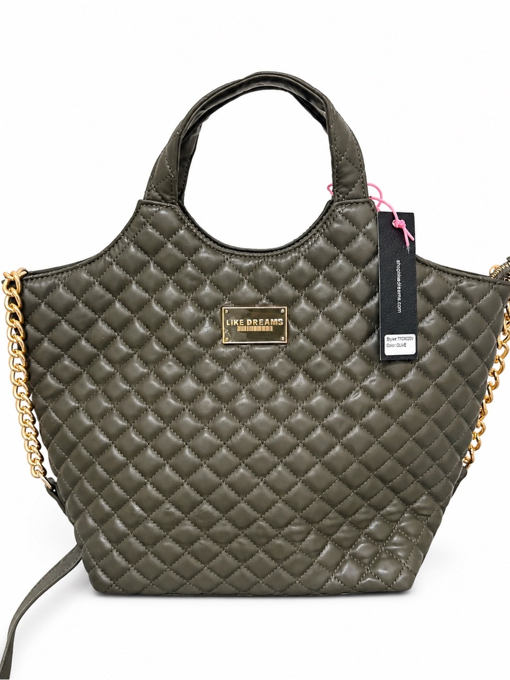 Like Dreams Quilted Tote Bag – Olive – NWT – Convertible Shoulder & Crossbody
